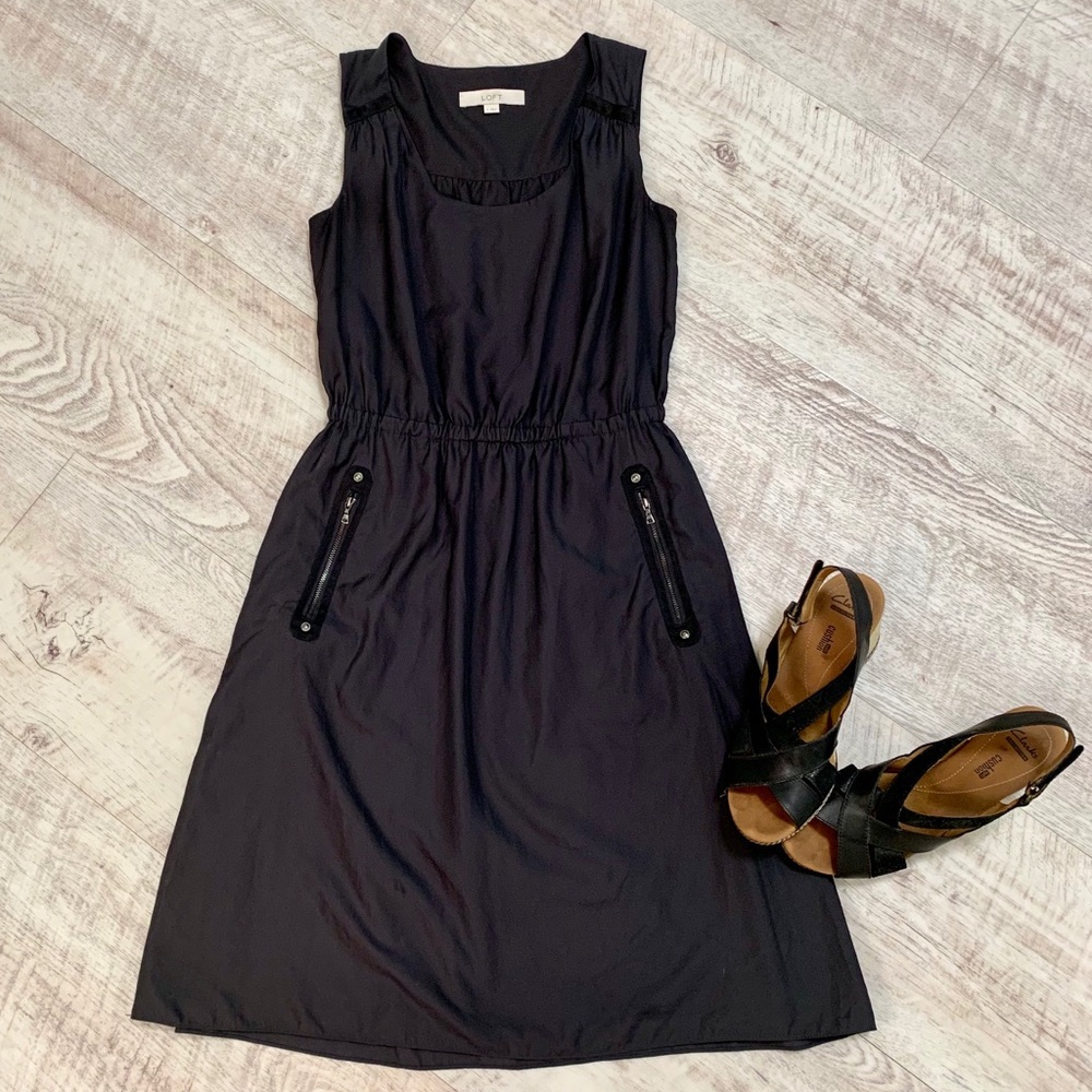 LOFT Day Dress with Exposed Zipper Pockets